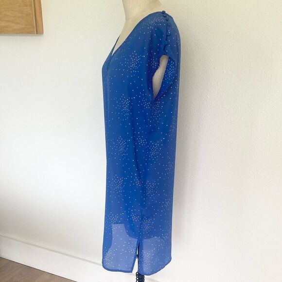 Lux Blue With Colorful Confetti Speckles Party Dress Size XS Runs Big! - Picture 3 of 4